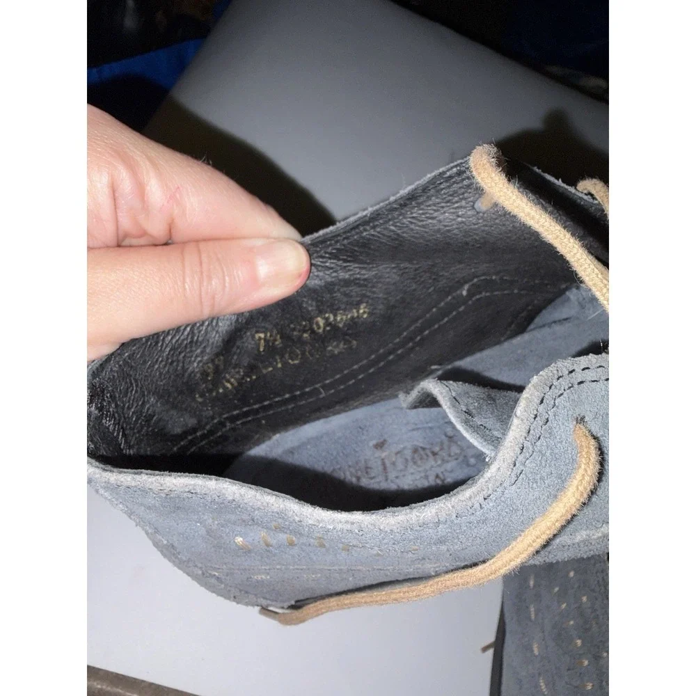 Minnetonka Womens 7.5 Ankle Boot Moccasin Lace Up Blueish Gray Leather Suede